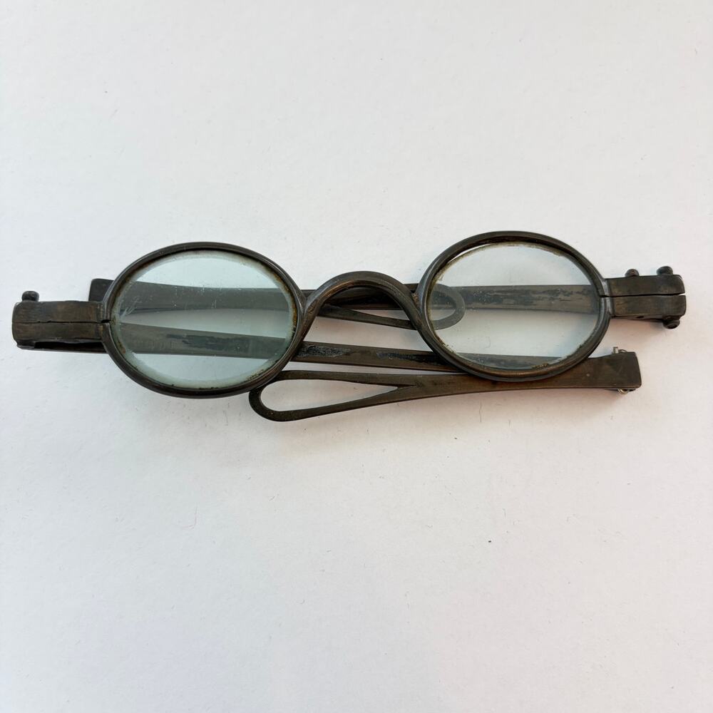 Antique 1800s Metal Folding Spectacles Glasses